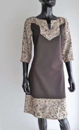 vestido combinado marrón